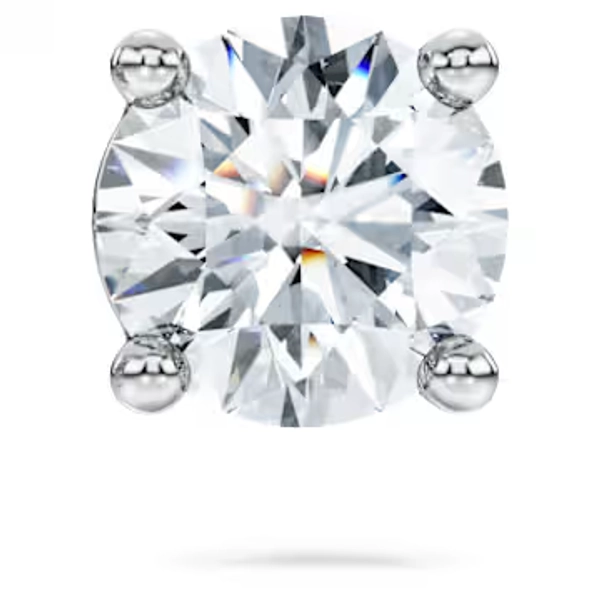 Pendiente de botón Eternity, Diamantes creados en laboratorio (peso total de 0,5 quilate), Individual, Forma redonda, Oro blanco de 18 quilates