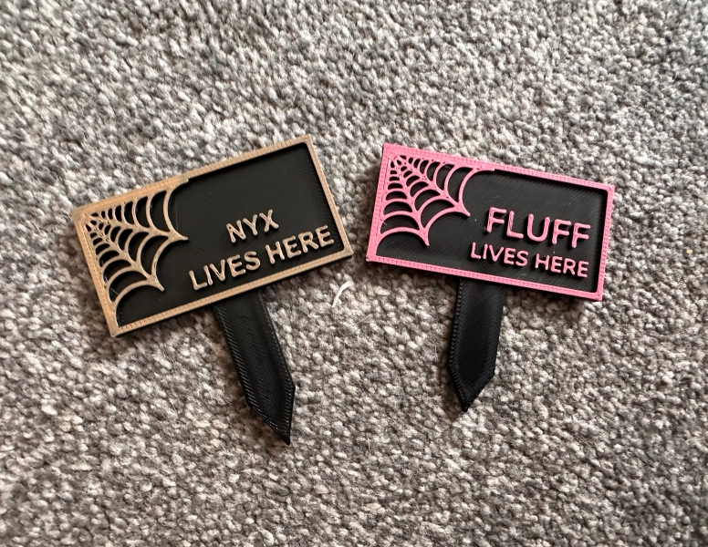 Personalised name sign for jumping spiders tank, tarantulas, inverts, amphibians, reptiles pet accessories, invert supplies, pet tank decor