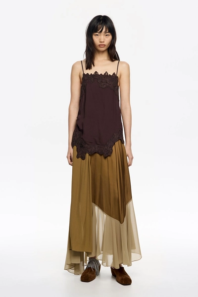 Falda Patchwork fluida camel