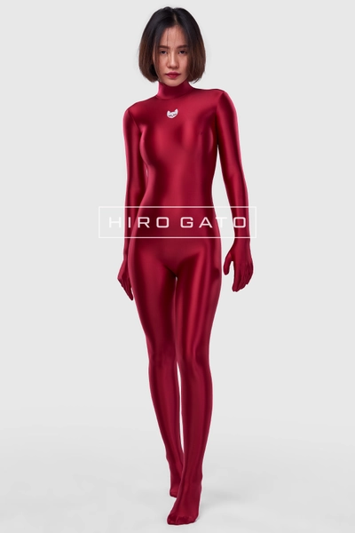 Satin Spandex Catsuit Burgundy Shiny - Hiro Gato