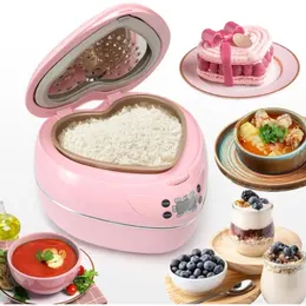 Peach Heart Shape Rice Cooker 8 Cup Cooked, 4 Cup Uncooked Rice, Multifunctional Pink Rice Cooker, 300w, with Preset Timer, 1.8L black friday deals 2025