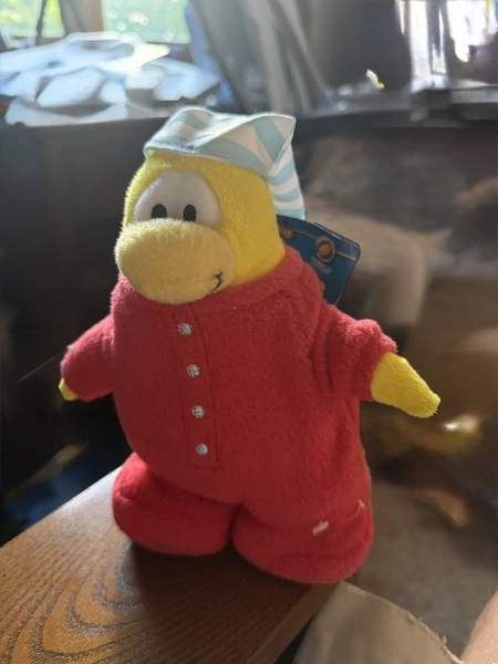 Disney Club Penguin Red Pajama Plush Toy Stuffed Animal. With Tag Pre-owned