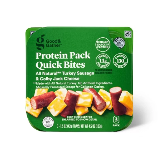 Colby Jack Cheese & Turkey Sausage Protein Pack Quick Bite - 4.5oz/3ct - Good & Gather™