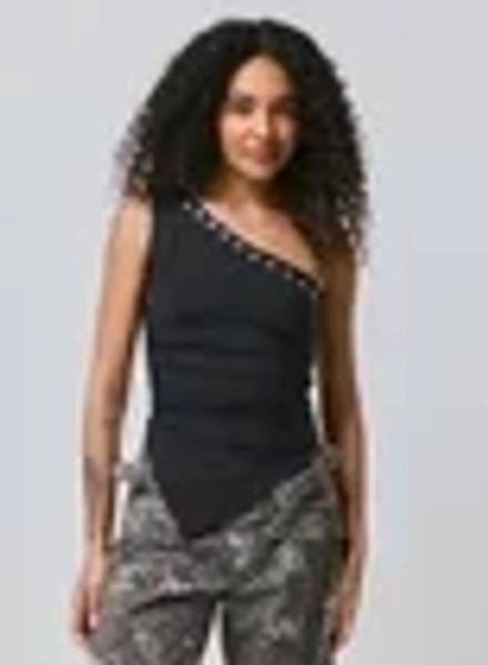 blusa de poliamida com ilhoses