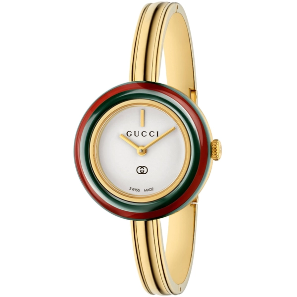 Gucci Play Gold Plated Bangle Watch with Interchangeable Ceramic Bezels