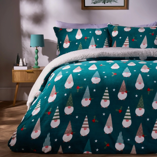 OHS Gonk Fleece Duvet Cover Set, Green - Double