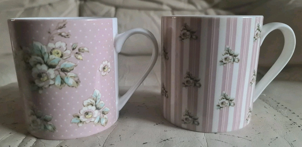 2x Katie Alice Apple Blossom Pink & Green Floral, Creative Tops 2010 Fine China