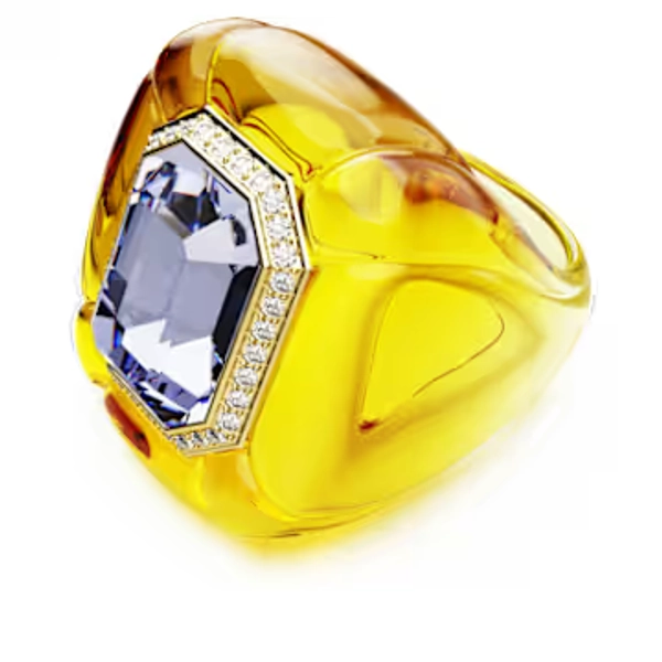 Bague cocktail Dulcis, Taille coussin, Pavé, Jaune