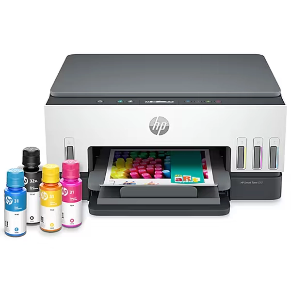 HP Smart Tank 6001 Wireless All-in-One Cartridge Free Refillable Ink Tank Printer with Up to 3 Years of Ink Included (2H0B9A)