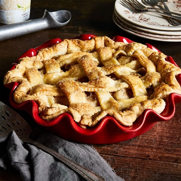 Emile Henry French Ceramic Deep Ruffled Pie Dish