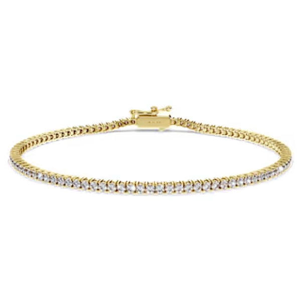 Eternity Tennis bracelet, Lab-grown diamonds 1.5 ct tw, Round shape, White, 18K yellow gold