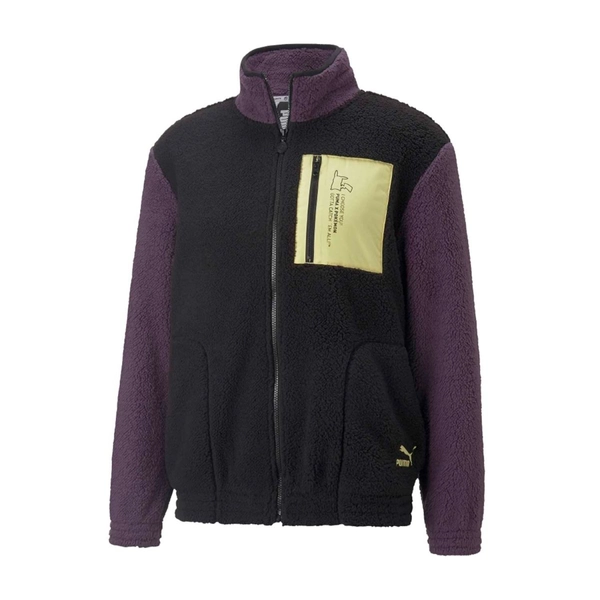 PUMA × Pokémon: Pikachu Puma Black & Purple Faux Shearling Jacket - Adult