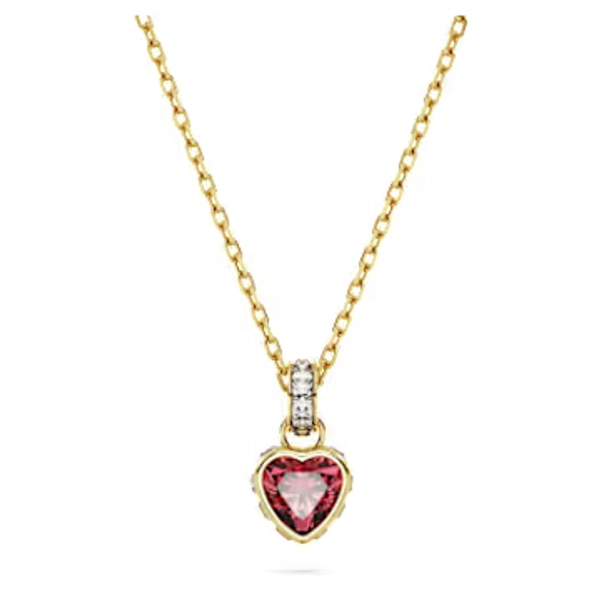 Chroma pendant, Heart, Red, Gold-tone plated