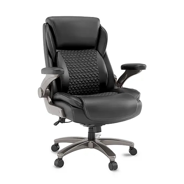 Staples Randolph Ergonomic Bonded Leather Executive Big & Tall Chair, 400 lb. Capacity, Black (ST62818)