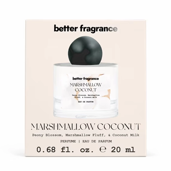 Better Fragrance Marshmallow Coconut Eau de Parfum for Women, Sweet Gourmand Perfume, Travel Size, 0.68 fl oz
