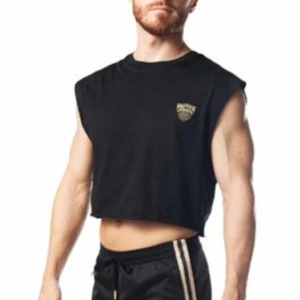 Nasty Pig Warm Up Sleeveless Crop Top | Black/Champagne