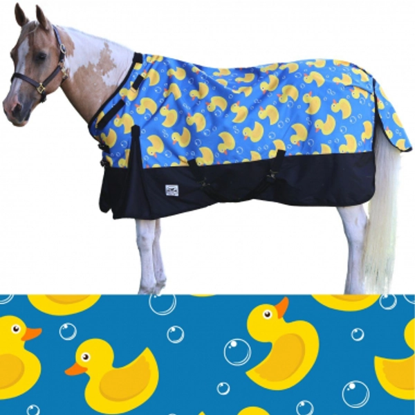 Rugged Ride Duck Bubbles 1200 Denier Midweight Waterproof Adjustable Neck Turnout Blanket - 200 gram