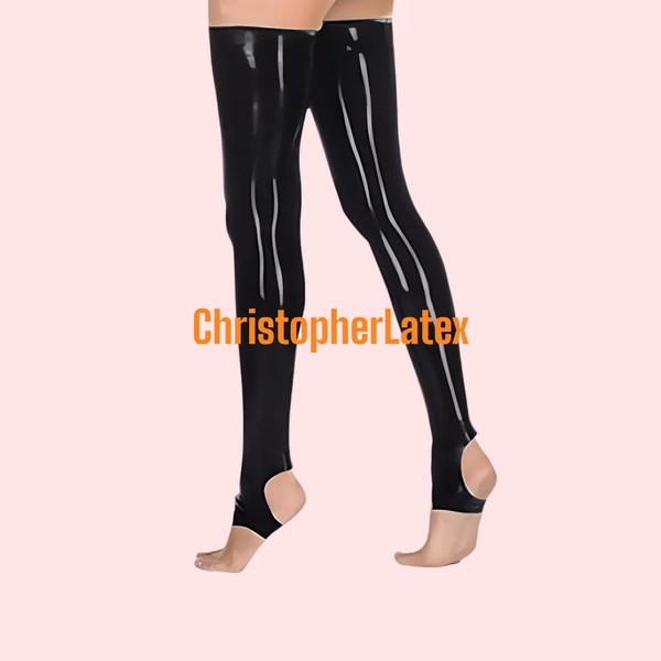 Natural Latex Stockings: Toe-less Stirrup Design (0.4mm)