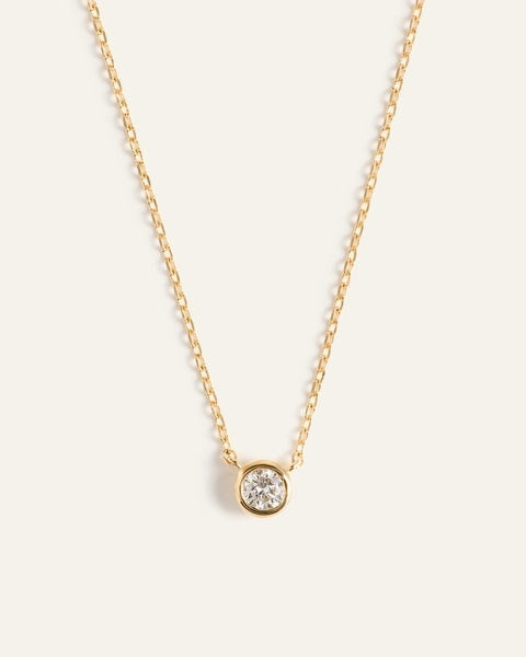 14K Gold Diamond Bezel Necklace in Yellow Gold