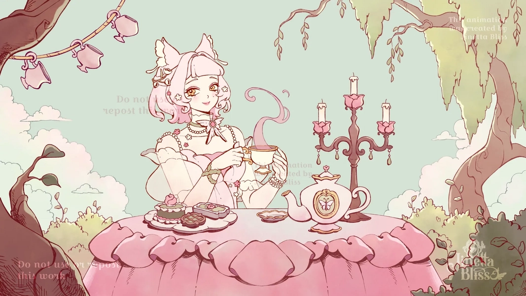 Tea Time Idle Animation YCH by Jinetta Bliss (@Jinetta_Bliss)