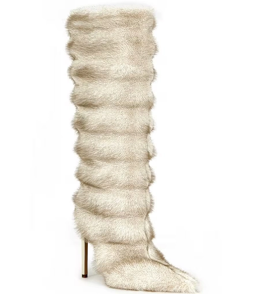 Azalea Wang Augusto Faux Fur Stiletto Tall Boots