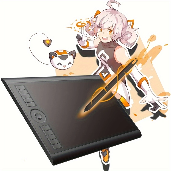 TEMU Drawing Tablet Gaomon M10k Professional Large Graphics Tablet With 8192 Levels Battery-free Stylus, 10 For , Design, Photo-editing, Work With ,