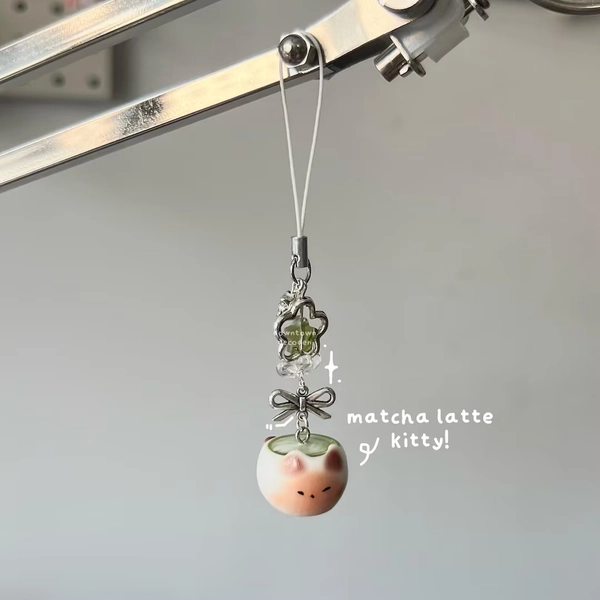 Matcha Kitty Cat Green Tea Heisei Retro Dtdeco Juminocore Japanese Matcha Phone / Bag Charm <3 - Etsy