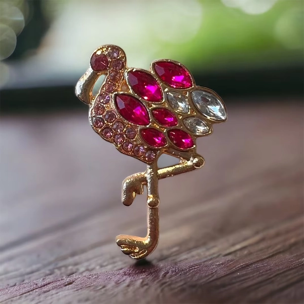 Flamingo with Pink Jewels Pin - Flamingo Fabulosity: Sparkle and Strut Unisex, Women's, Men's, Children's