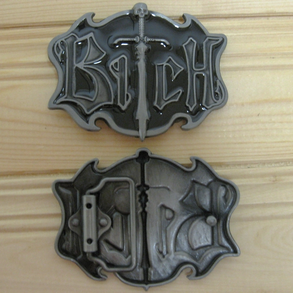 Sexy skull bitch biker motorcycle belt buckle 