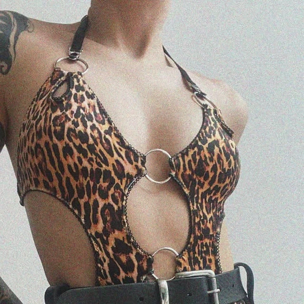 Lethe [Λήθη] on Instagram: "New Kalypso in 🐆 paired with @primal_leather_ harness
Available online letheintimates.com"