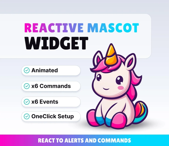 REACTIVE STREAM PET - Eenhoorn - Twitch-widget - Hd-bestanden - Directe download - Installatie met StreamElements //compatibel met Obs