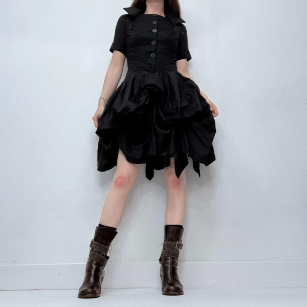 black puff allsaints grunge dress