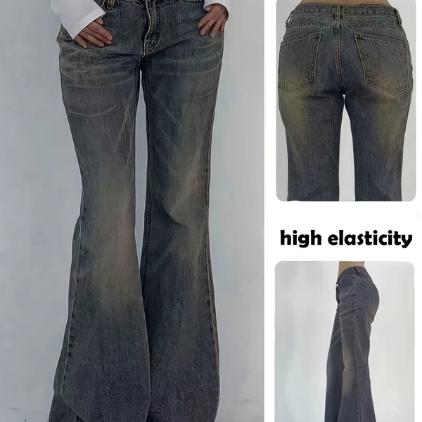 Women's Denim Jeans Fashionable Casual Everyday Non-Stretch Elastic Waistband