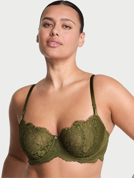 Green Chameleon Unlined Balcony Lace Bra
