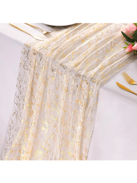 1pc Glittery Gold Color Table Runner