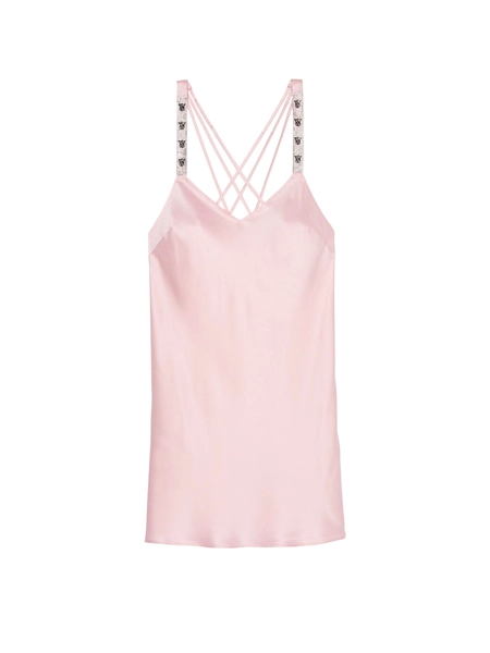 Pretty Blossom Pink Shine Satin Strappy Back Slip