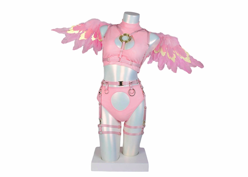 HALO harness and lingerie set Pink | Catzo Club