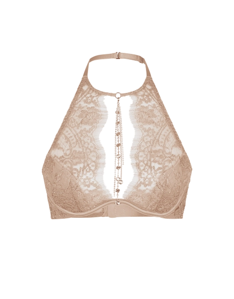 Gayle High Neck Underwired Bra in Gold | Agent Provocateur