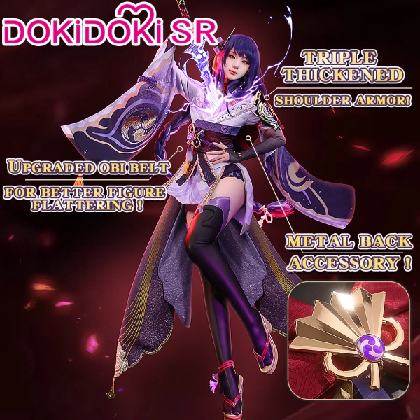 ăReady For ShipăăSize S-2XLăDokiDoki-SR Game Genshin Impact Raiden Shogun Cosplay Costume Baal / Shoes - Upgrade Ver. Costume OnlyďźMetal Accessoriesďź-S-Ready For Ship
