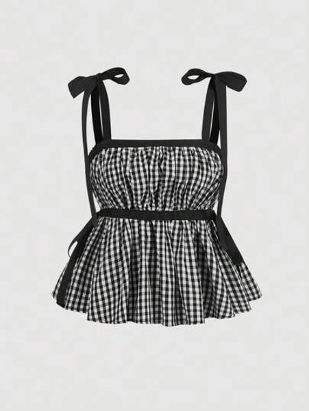 Polera cuadrillé negra