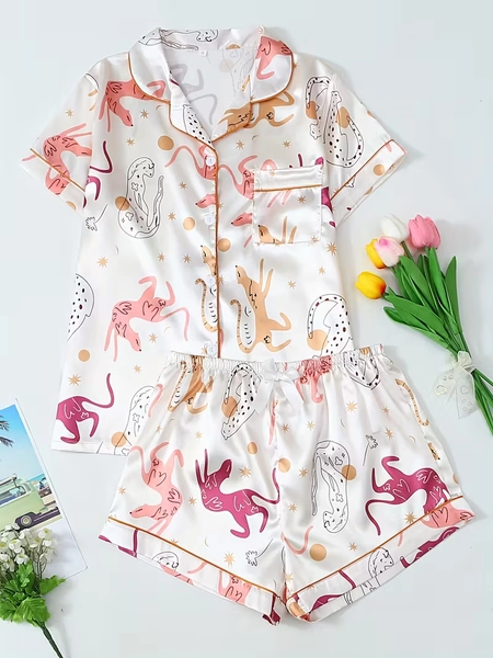 conjunto pijama estampado animal manga corta adolescentes - Temu Argentina
