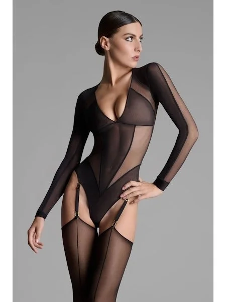 Body en tulle doublé avec jaretelles amovibles Dahlia - noir