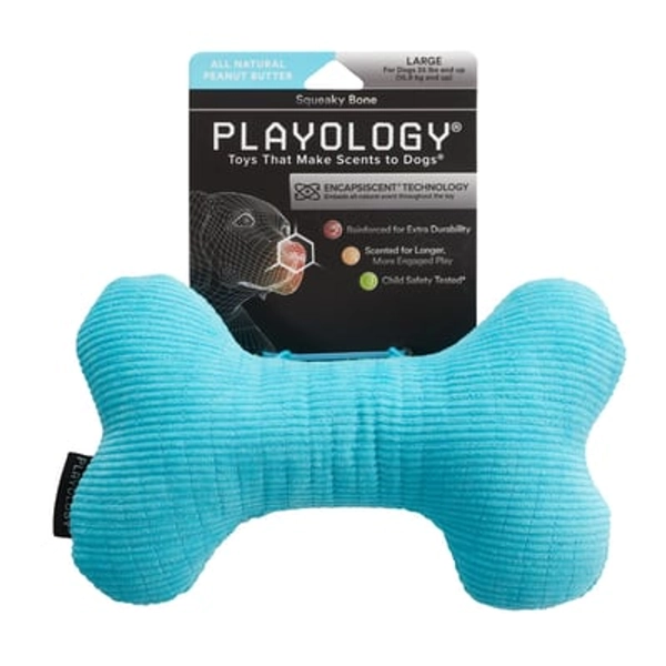 Playology® Scented Plush Squeaker Bone Dog Toy - Peanut Butter