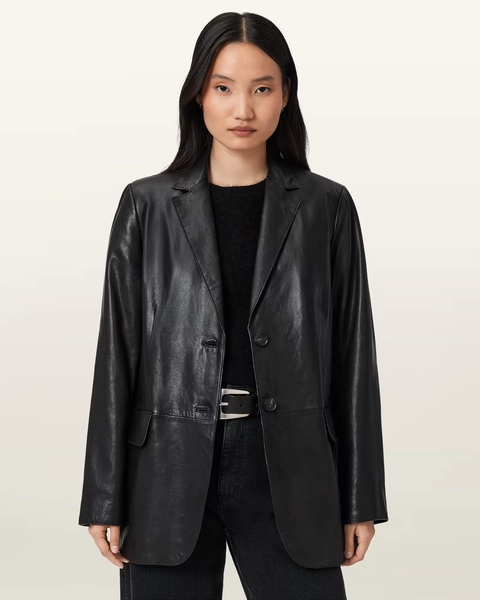 Arna Leather Blazer Black | ALLSAINTS