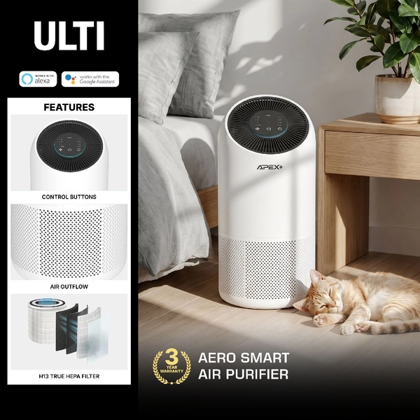 APEX+ Aero Smart Air Purifier | Pet Dander & Odour Removal | HEPA + Charcoal Filter | App Control | Smart Home | Shopee Singapore