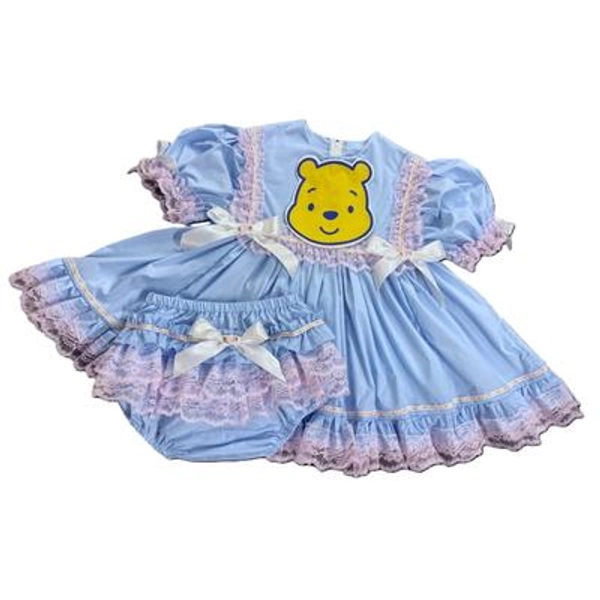 abdl BLUE Pooh Bear Dress Set adult baby sissy littles dress up