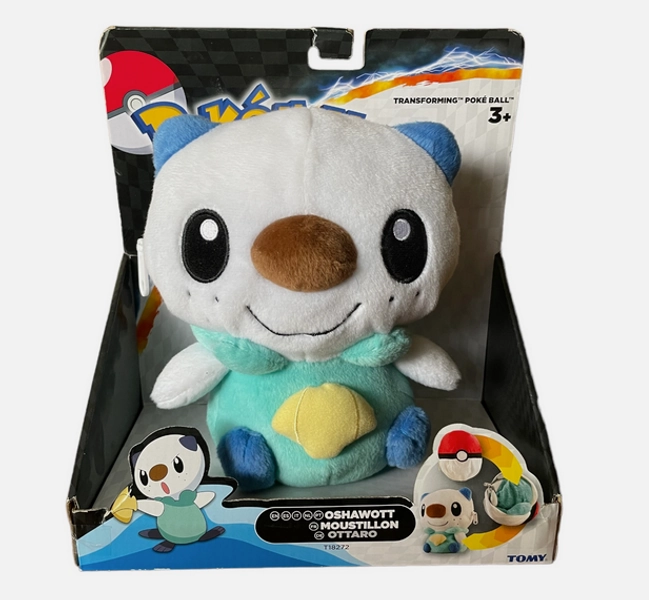 TOMY POKEMON 8” OSHAWOTT REVERSIBLE Plush Transforms Poke Ball 2013 New