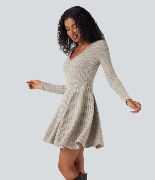 Long Sleeve Flare Mini Casual Dress