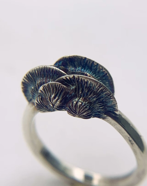 Enchanting Oyster Mushroom Ring - Handcrafted in Sterling Silver for Cottagecore Lovers