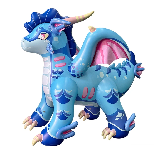 🐉 87inches tall Puffwing Dragon – Inflatable Display & Ride-On Series - Splash (Blue)